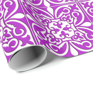 Moroccan tile - violet purple and white wrapping paper