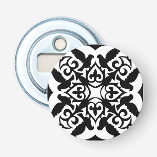 Moroccan tile - white with black background bottle opener