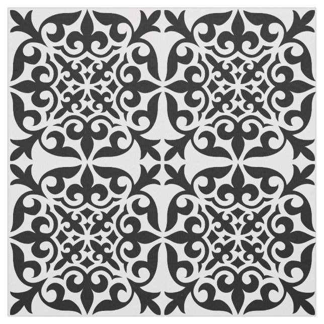 Moroccan tile - white with black background fabric (Swatch)