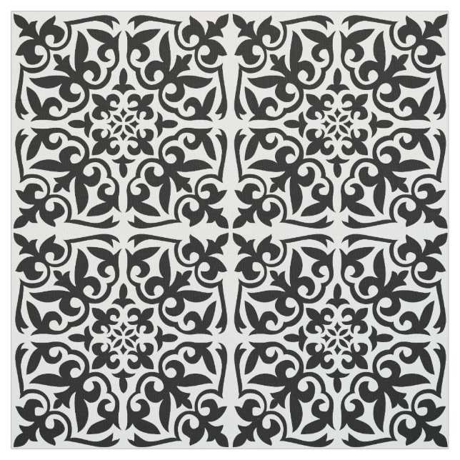 Moroccan tile - white with black background fabric (Swatch)