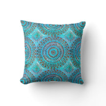 Moroccan Tile with Mandela pattern in watercolor.