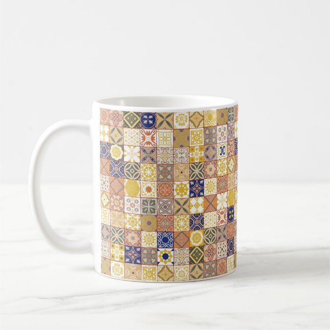 Moroccan tile-Yellow and blue Coffee Mug (Left)