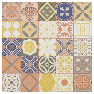 Moroccan tile-Yellow and blue Fabric