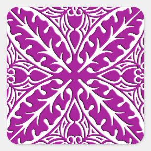 Moroccan tiles - amethyst purple and white square sticker
