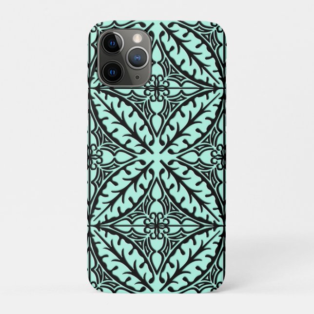 Moroccan tiles - aqua blue and black Case-Mate iPhone case (Back)