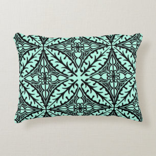 Moroccan tiles - aqua blue and black decorative cushion