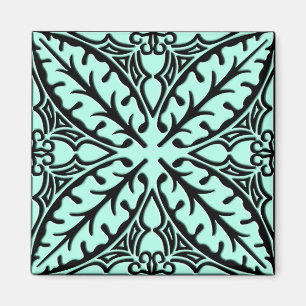 Moroccan tiles - aqua blue and black magnet