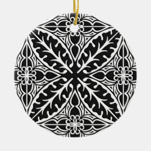 Moroccan tiles - black and white ceramic tree decoration