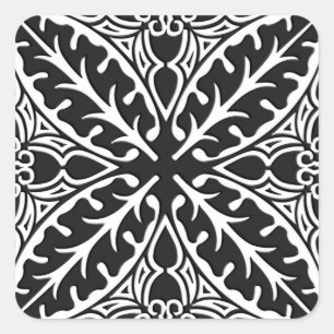 Moroccan tiles - black and white square sticker