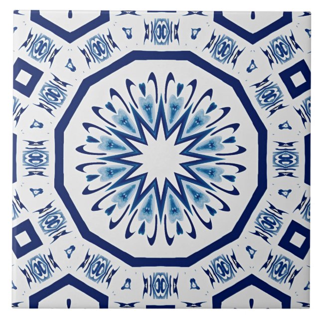 Moroccan tiles,blue tile,All-Over Print Tile (Front)