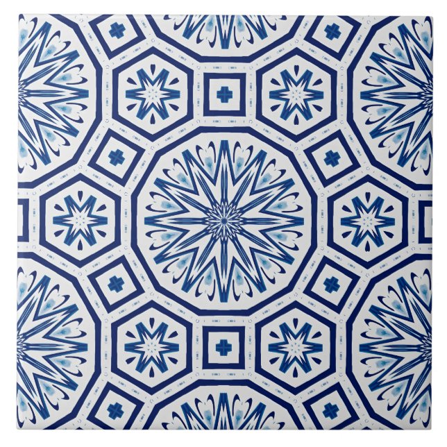 Moroccan tiles,blue tile,All-Over Print Tile (Front)