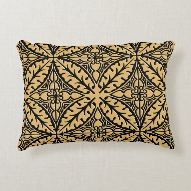 Moroccan tiles - camel tan and black decorative cushion (Front)