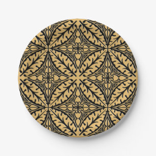 Moroccan tiles - camel tan and black paper plate