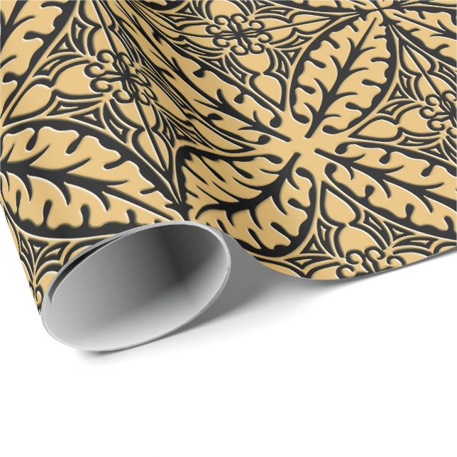 Moroccan tiles - camel tan and black wrapping paper (Roll Corner)