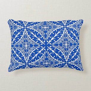 Moroccan tiles - cobalt blue and white decorative cushion