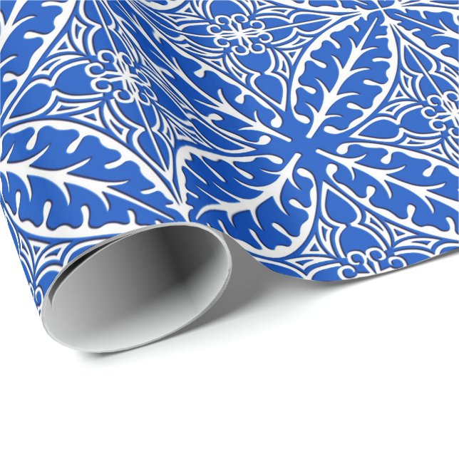 Moroccan tiles - cobalt blue and white wrapping paper (Roll Corner)