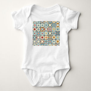 Moroccan tiles, colourful seamless pattern. baby bodysuit