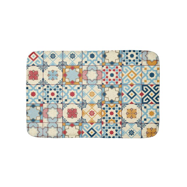 Moroccan tiles, colourful seamless pattern. bath mat (Front)