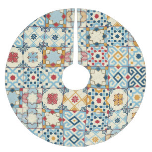 Moroccan tiles, colourful seamless pattern. brushed polyester tree skirt