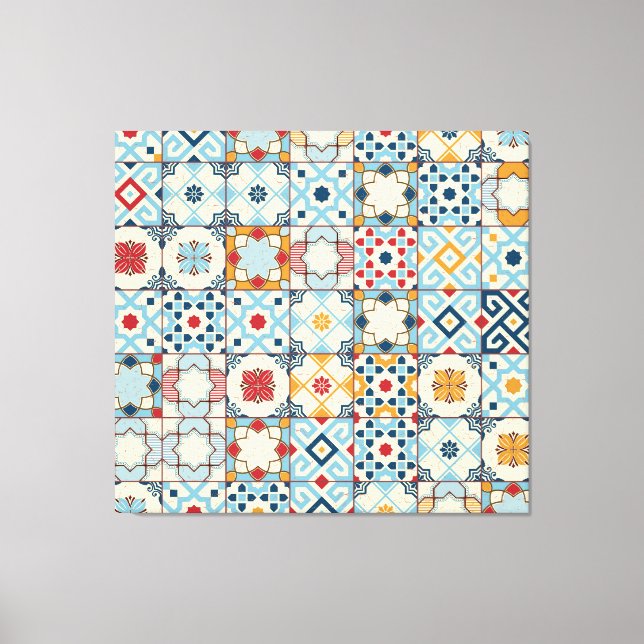 Moroccan tiles, colourful seamless pattern. canvas print (Front)