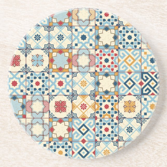 Moroccan tiles, colourful seamless pattern. coaster (Front)
