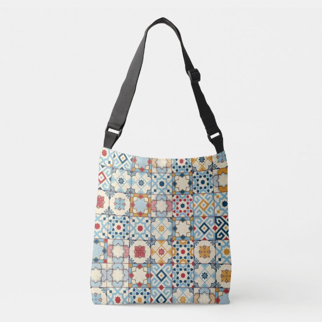 Moroccan tiles, colourful seamless pattern. crossbody bag (Front)