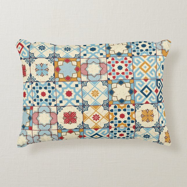 Moroccan tiles, colourful seamless pattern. decorative cushion (Front)