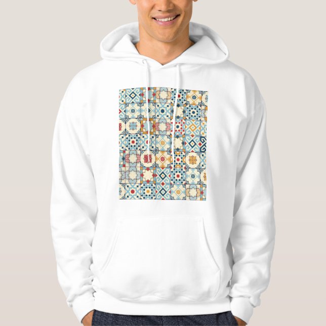 Moroccan tiles, colourful seamless pattern. hoodie (Front)