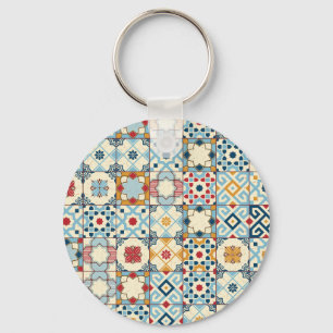 Moroccan tiles, colourful seamless pattern. key ring
