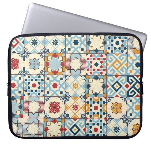 Moroccan tiles, colourful seamless pattern. laptop sleeve (Front)
