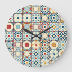 Moroccan tiles, colourful seamless pattern. large clock