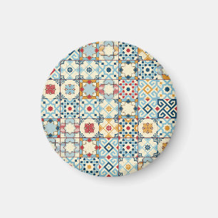 Moroccan tiles, colourful seamless pattern. magnet