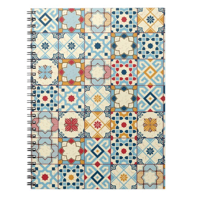Moroccan tiles, colourful seamless pattern. notebook (Front)