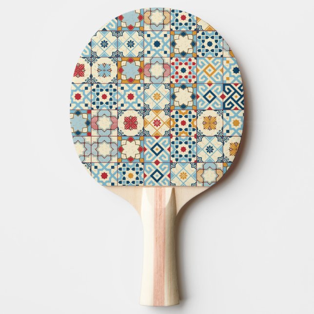Moroccan tiles, colourful seamless pattern. ping pong paddle (Front)