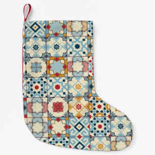 Moroccan tiles, colourful seamless pattern. small christmas stocking
