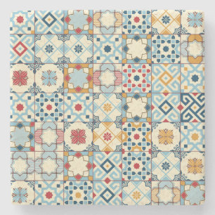 Moroccan tiles, colourful seamless pattern. stone coaster