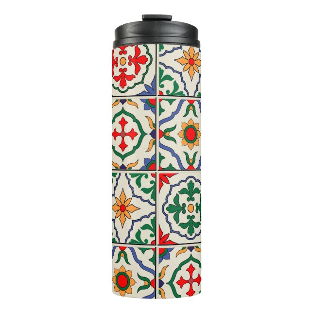 Moroccan Tiles: Colourful Seamless Pattern. Thermal Tumbler (Front)