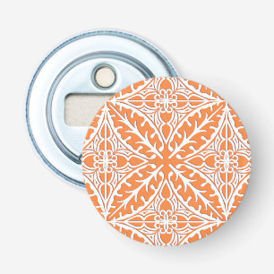 Moroccan tiles - coral orange and white bottle opener