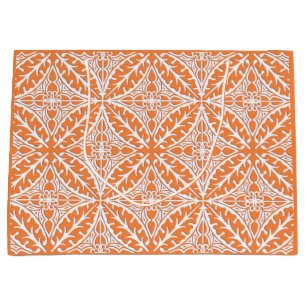 Moroccan tiles - coral orange and white large gift bag
