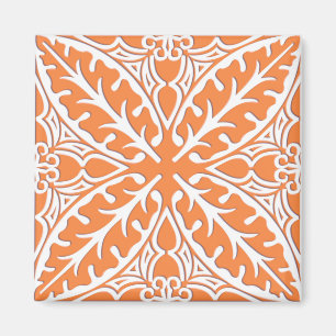 Moroccan tiles - coral orange and white magnet