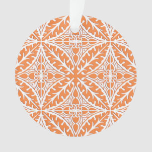 Moroccan tiles - coral orange and white ornament