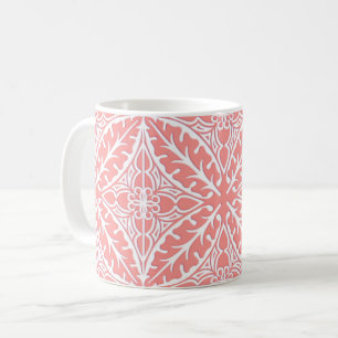 Moroccan tiles - coral pink and white coffee mug