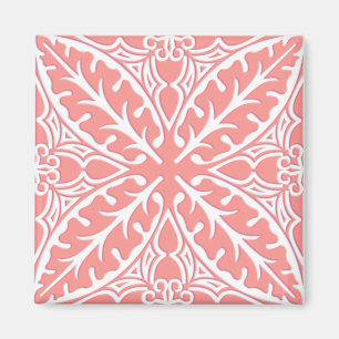 Moroccan tiles - coral pink and white magnet