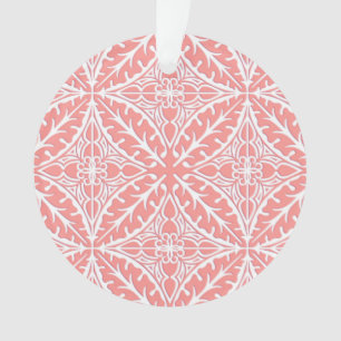 Moroccan tiles - coral pink and white ornament