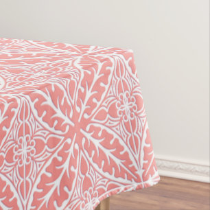 Moroccan tiles - coral pink and white tablecloth