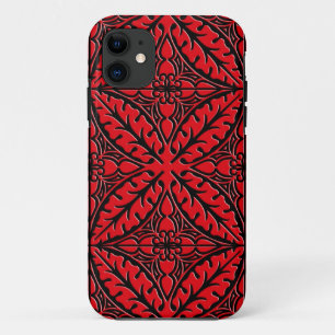 Moroccan tiles - dark red and black iPhone 11 case