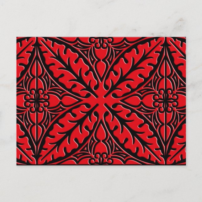 Moroccan tiles - dark red and black postcard (Front)
