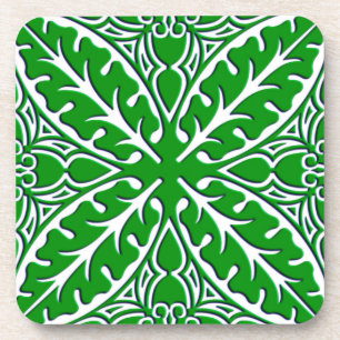 Moroccan tiles - emerald green and white coaster