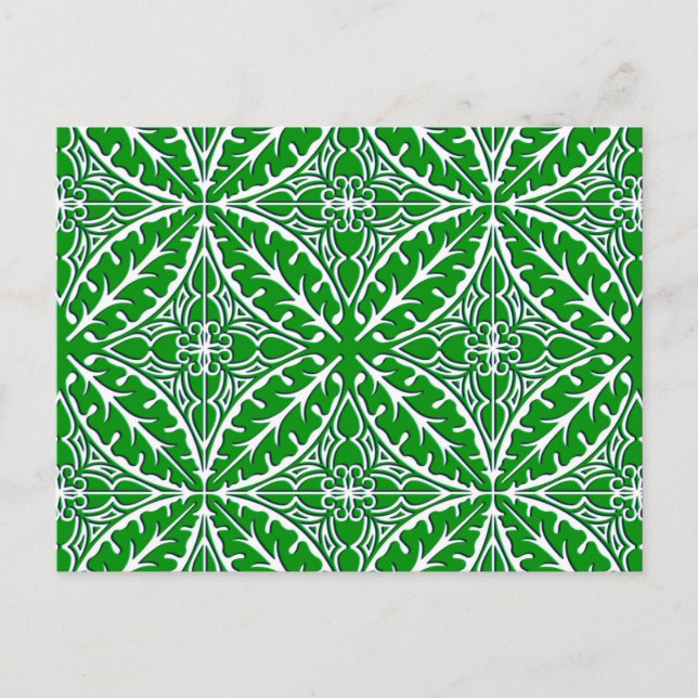 Moroccan tiles - emerald green and white postcard (Front)