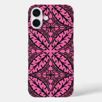 Moroccan tiles - fuchsia pink and black